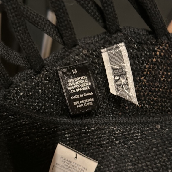 Buckle BKE black metallic thread sequined back lace-up v-neck sweater NWT - Picture 5 of 5